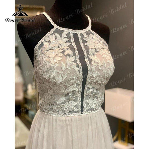 Elgant Hochzeitskleid Boho A-Linie Neckholder Rückenfrei Spitzenmieder Tüll Offener Rücken Brautkleid Brautkleid Vestidos De Noiva 2025
