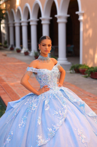 Verziertes schulterfreies Quinceanera-Kleid von Amarra 54305
