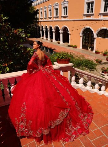 Besticktes Quinceanera-Kleid mit Glockenärmeln von Amarra 54263