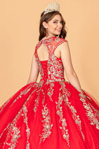 Embroidered Cape Ball Gown by Elizabeth K GL3076