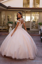 Embroidered Cold Shoulder Ball Gown by Juliet 1430