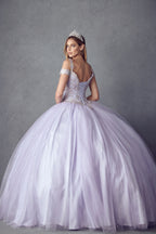 Embroidered Cold Shoulder Ball Gown by Juliet 1430