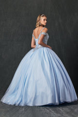 Embroidered Cold Shoulder Ball Gown by Juliet 1430