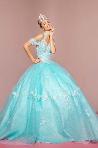 Besticktes Neckholder-Ballkleid mit Glitzerrock von Elizabeth K GL2602