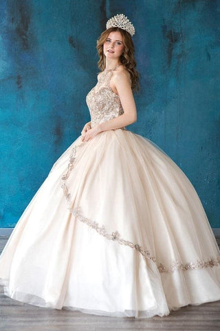 Besticktes Neckholder-Quinceanera-Kleid von Calla SYL19016