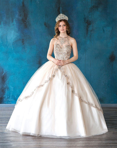 Besticktes Neckholder-Quinceanera-Kleid von Calla SYL19016