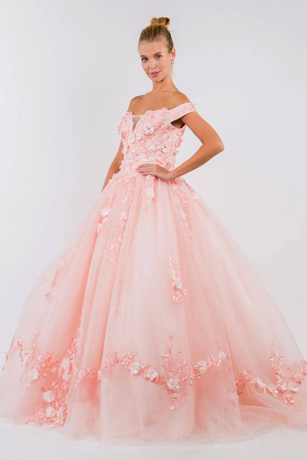 Embroidered Off Shoulder Ball Gown by Elizabeth K GL1958