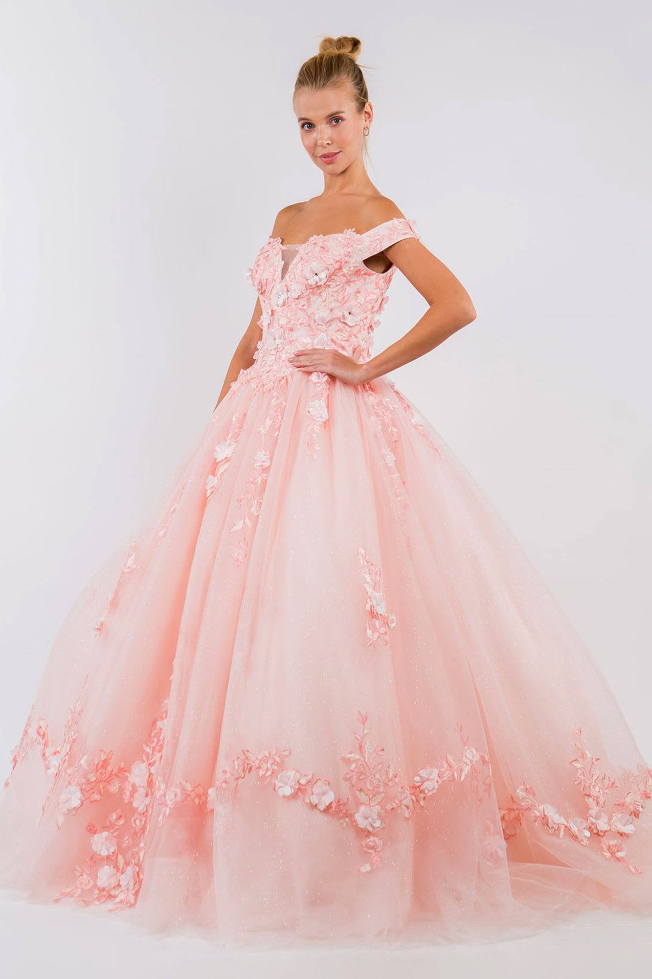 Embroidered Off Shoulder Ball Gown by Elizabeth K GL1958