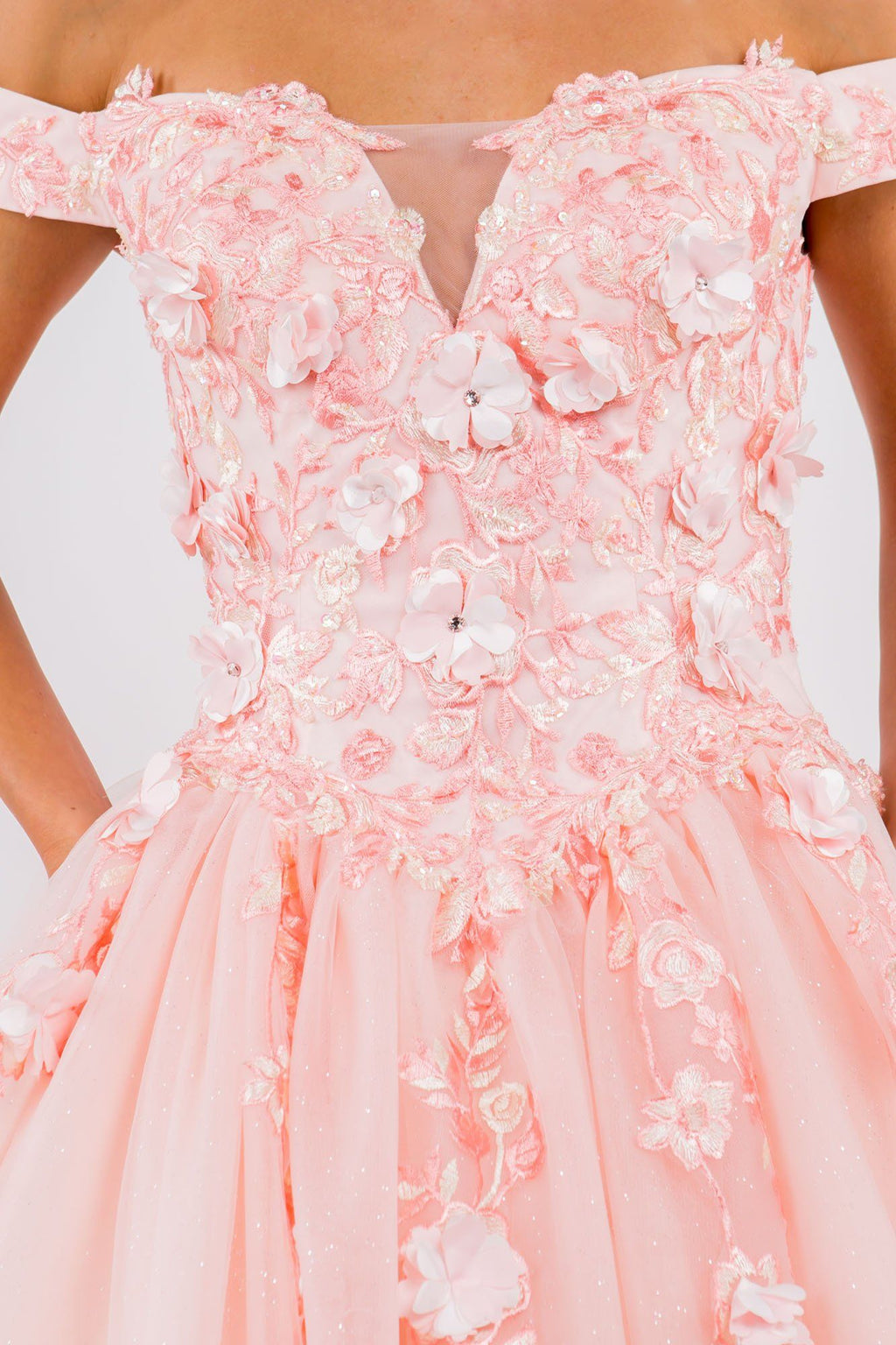 Embroidered Off Shoulder Ball Gown by Elizabeth K GL1958