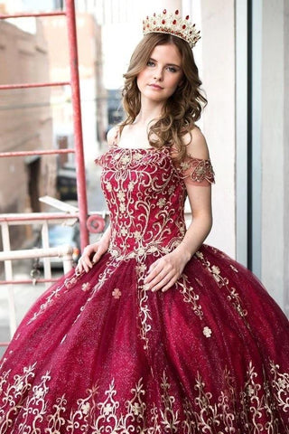Besticktes schulterfreies Quinceanera-Kleid von Calla KY75110