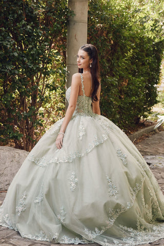 Besticktes ärmelloses Korsett-Ballkleid von Juliet JT1450J