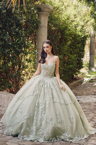 Besticktes ärmelloses Korsett-Ballkleid von Juliet JT1450J