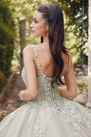 Besticktes ärmelloses Korsett-Ballkleid von Juliet JT1450J