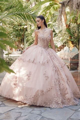 Besticktes ärmelloses Korsett-Ballkleid von Juliet JT1450J