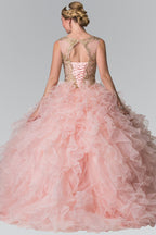 Embroidered Sleeveless Ruffled Ballgown by Elizabeth K GL2208