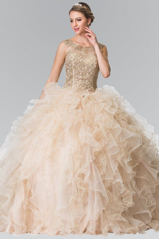 Besticktes ärmelloses Ballkleid mit Rüschen von Elizabeth K GL2208