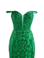 Erryn | Green Sheath Sequins Long Prom Dress with Slit