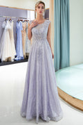 Robe de soirée longue et élégante en tulle dentelle avec ligne en A