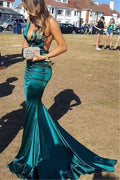 Excelente vestido de baile comprido com decote em V e costas nuas