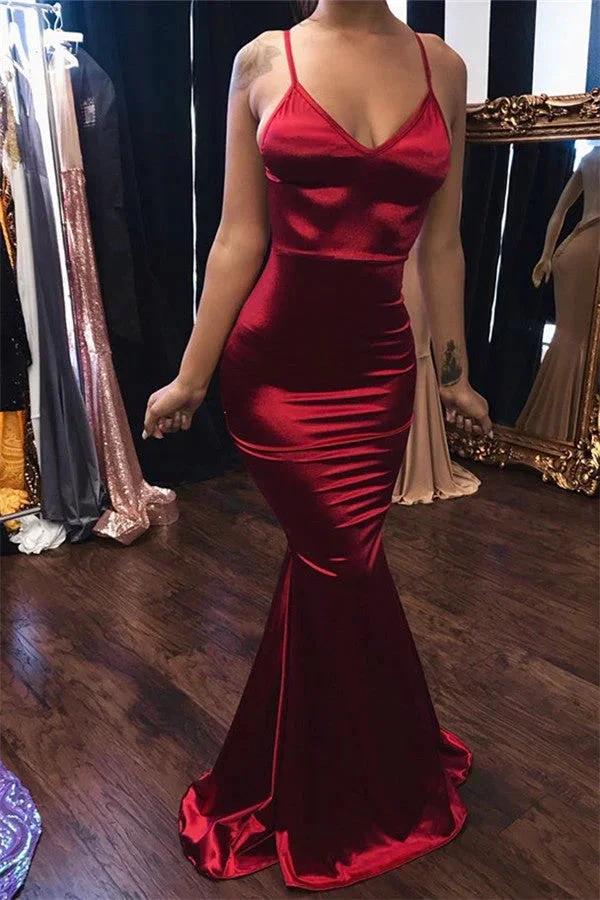 Eye-catching Long Mermaid V-neck Backless Prom Dress by BIZTUNNEL