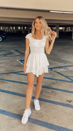Robe d'été blanche Tenue blanche d'été Robe courte pour bal de fin d'études Y984