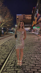 Silvester Outfit Kleid Spaghetti-Träger Sequins Partykleid Enges Homecoming Kleid Y479