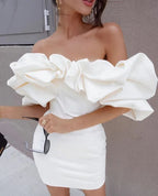 Damen Partykleid Korsettkleid Cocktailkleid Uni Farbe Gerüscht Frühling Sommer Off Shoulder Mode Party Schlank Weiß Kurz Homecoming Kleid Y487