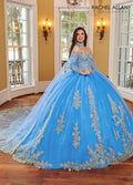 Quinceanera-Kleid mit Feder-Cape-Ärmeln von Rachel Allan RQ2167