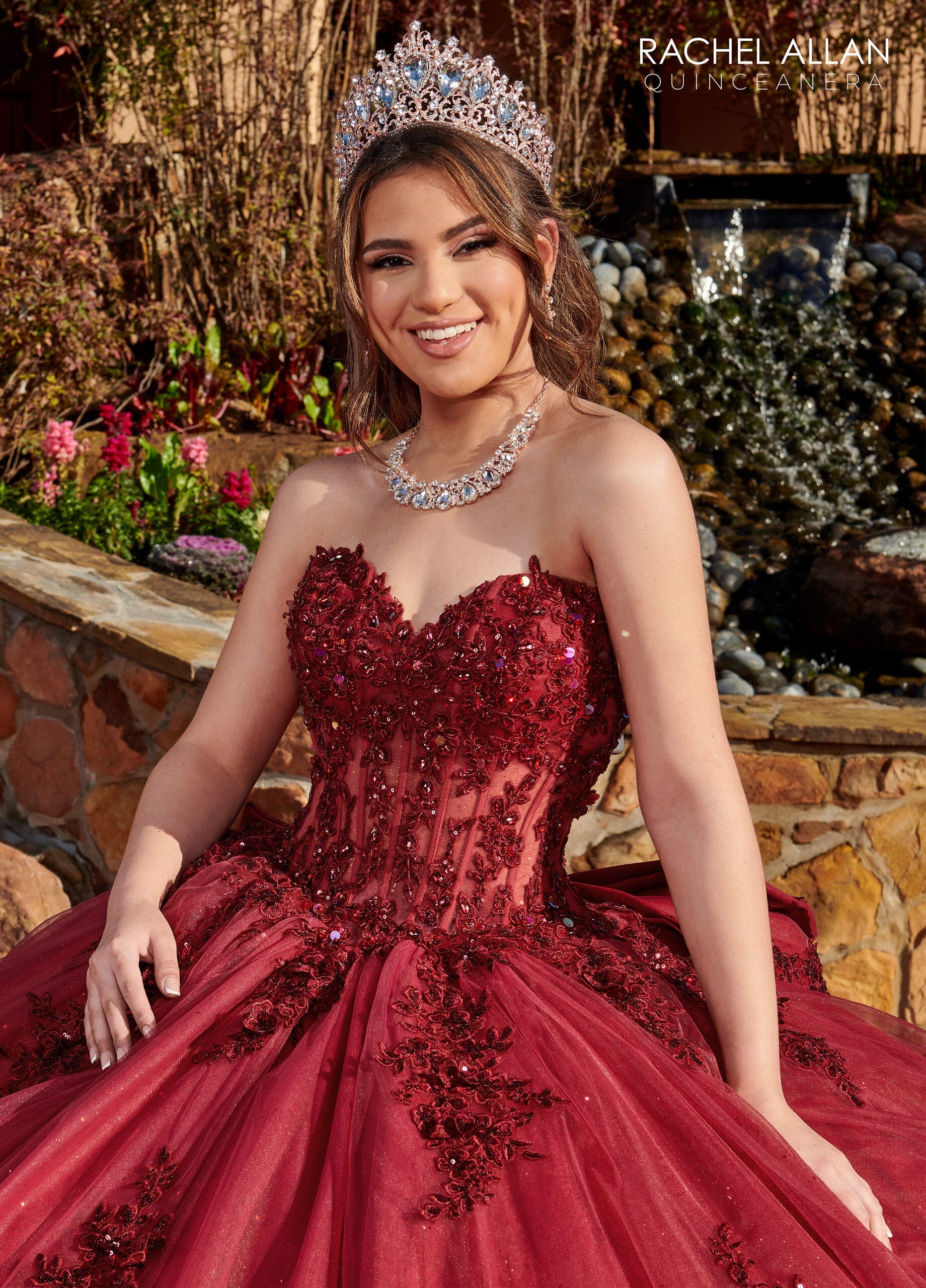 Feather Long Sleeve Quinceanera Dress by Rachel Allan RQ2171