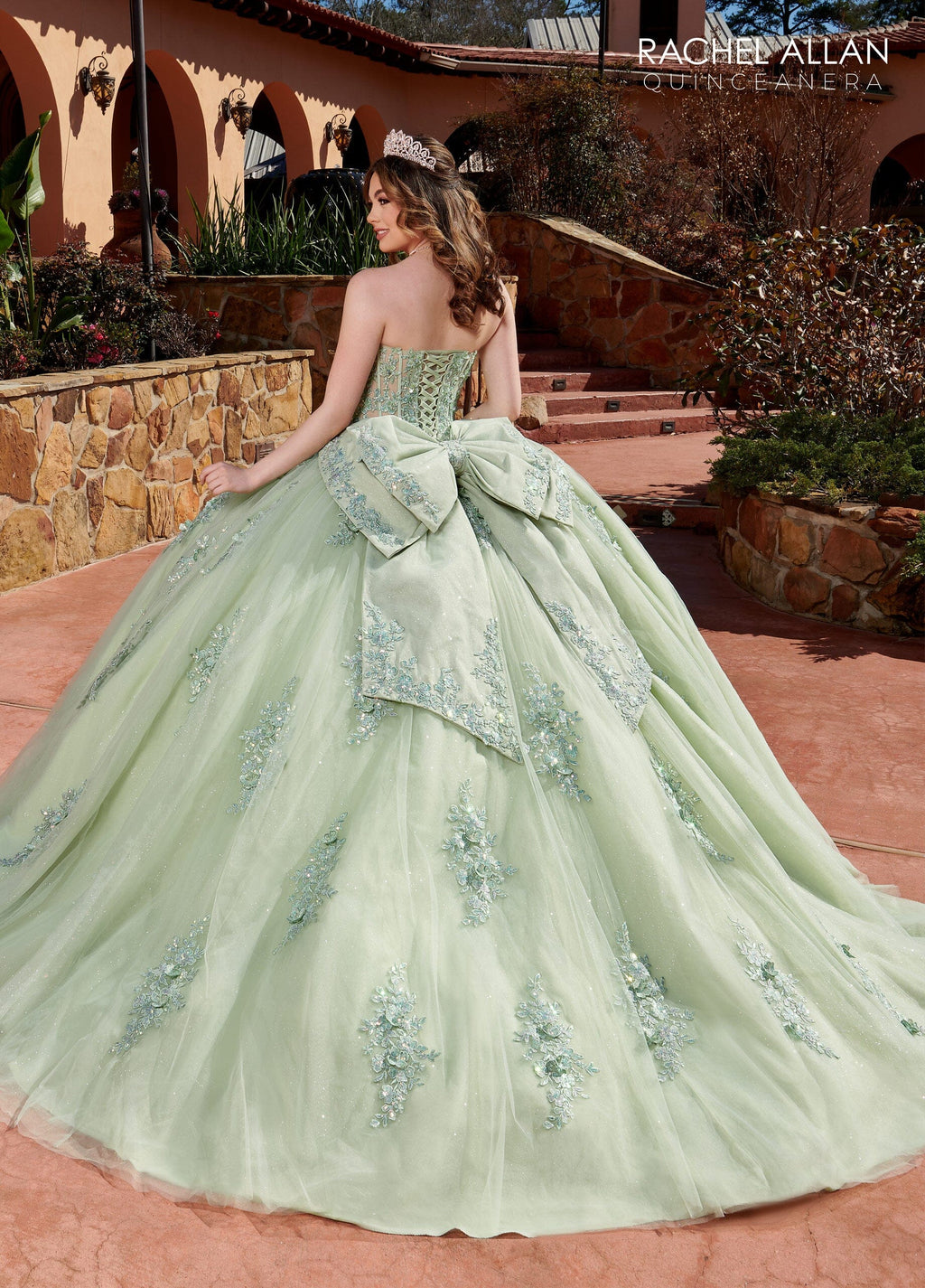 Feather Long Sleeve Quinceanera Dress by Rachel Allan RQ2171