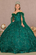 Robe de bal décolleté bateau à plumes par Elizabeth K GL3101