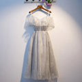 Vestido curto de tule cinzento fofo para baile de finalistas s96
