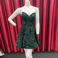 Vestido de Baile de Regreso al Hogar en Línea A con Lentejuelas Verde Oscuro Corazón Dulce Y1409