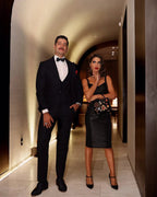 Vestido Negro Corto de Fiesta con Escote en V y Espalda Abierta, Sexy, para Eventos Nocturnos o Recepción en Casa, Modelo Y1330