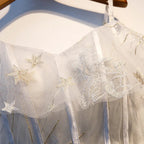 Vestido curto de tule cinzento fofo para baile de finalistas s96