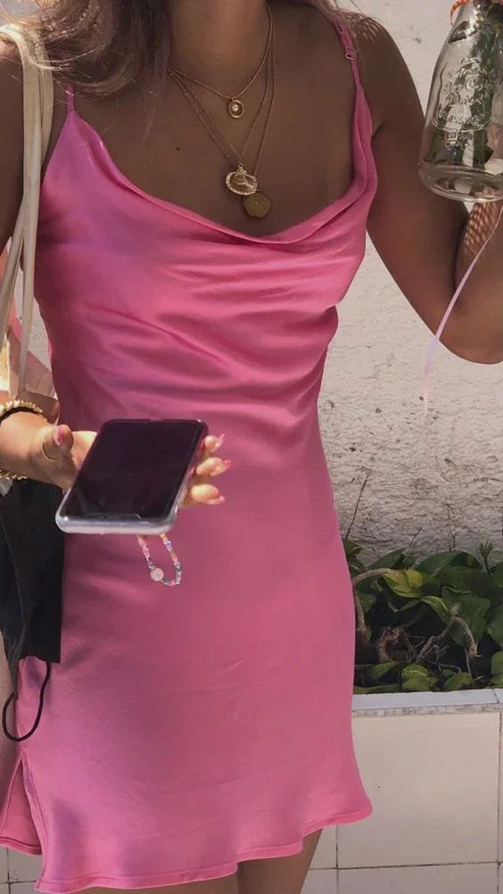 Correas Vestido de Fiesta Mini Rosa para el Baile de Graduación Y1915