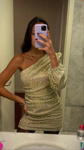 Funkelnd Ein Schulter Homecoming Kleid Niedliches Partykleid Y1318
