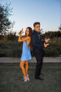 Niedliches A-Linien Blaues Kurzes Homecoming-Kleid Partykleid Y1600
