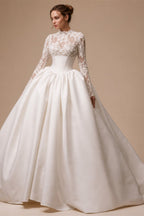Customized Elegant Wedding Dress High-neck Ball Gown Princess Bride Gown Luxury A-line Long Bridal Vestidos De Novia | Nightbubo