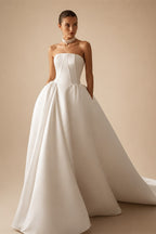Vintage Sleeveless A-Line Wedding Dress 2027 Elegant Strapless Customized Bride Gown Princess BECHOYER T208 Vestido De Noiva