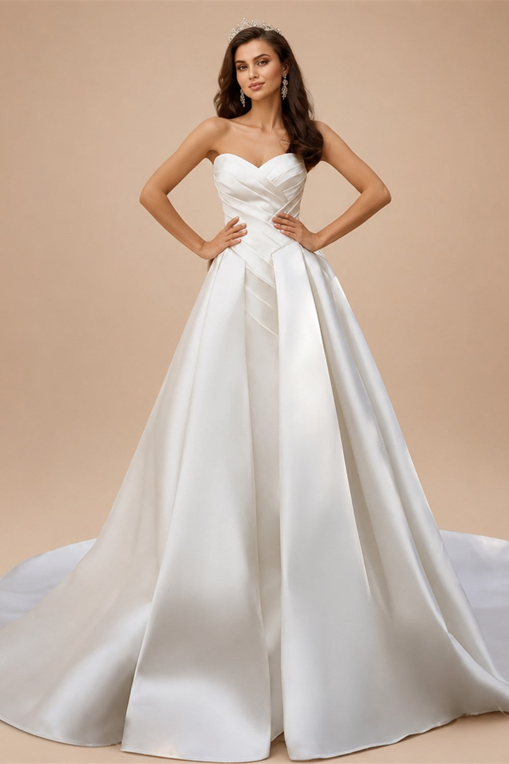 Sleeveless Satin A-Line Wedding Dress 2026 Sweetheart Backless Princess Bride Gown Plus Size Vestido De Noiva | Nightbubo