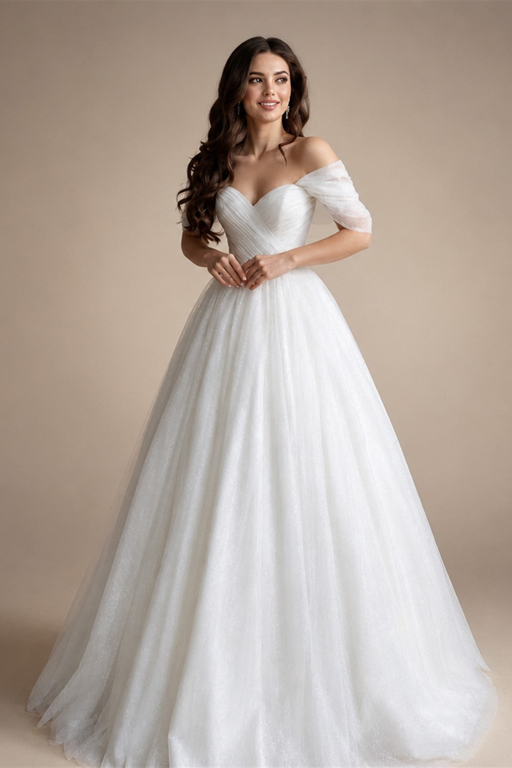 HERBURN Trendy Pleated Wedding Dresses New Arrival Appliques A-line Lace up Sleeveless Robe De Soiree De Mariage Customized