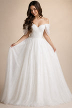 HERBURN Trendy Pleated Wedding Dresses New Arrival Appliques A-line Lace up Sleeveless Robe De Soiree De Mariage Customized