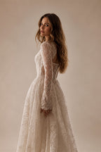 Sevintage Full Lace Ivory Wedding Dresses High Collar Long Sleeves Bridal Gowns Floor Length A-Line Wedding Gowns 2025 Customize