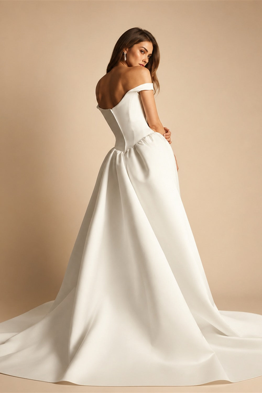 Kyoto Customized White Simple Satin Off Shoulder Wedding Dress A-Line Vestidos De Noche Elegant Court Train Robe De Mariée 2026