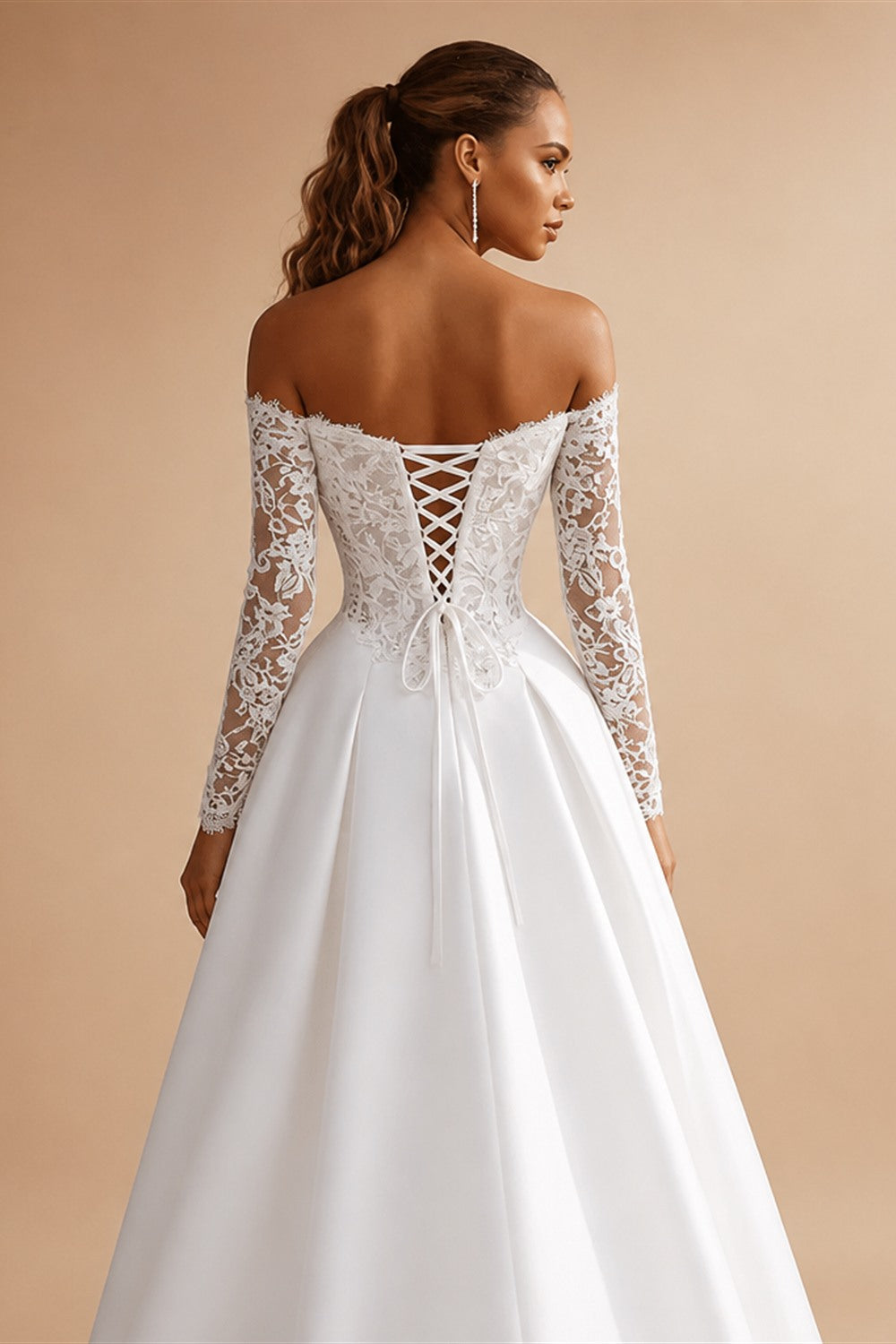 Ruhair Fashion Sweetheart Wedding Dresses Lace Appliques Off the Shoulder A-line Pleat Bridal Gown Vestido De Noiva Customised