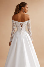 Ruhair Fashion Sweetheart Wedding Dresses Lace Appliques Off the Shoulder A-line Pleat Bridal Gown Vestido De Noiva Customised