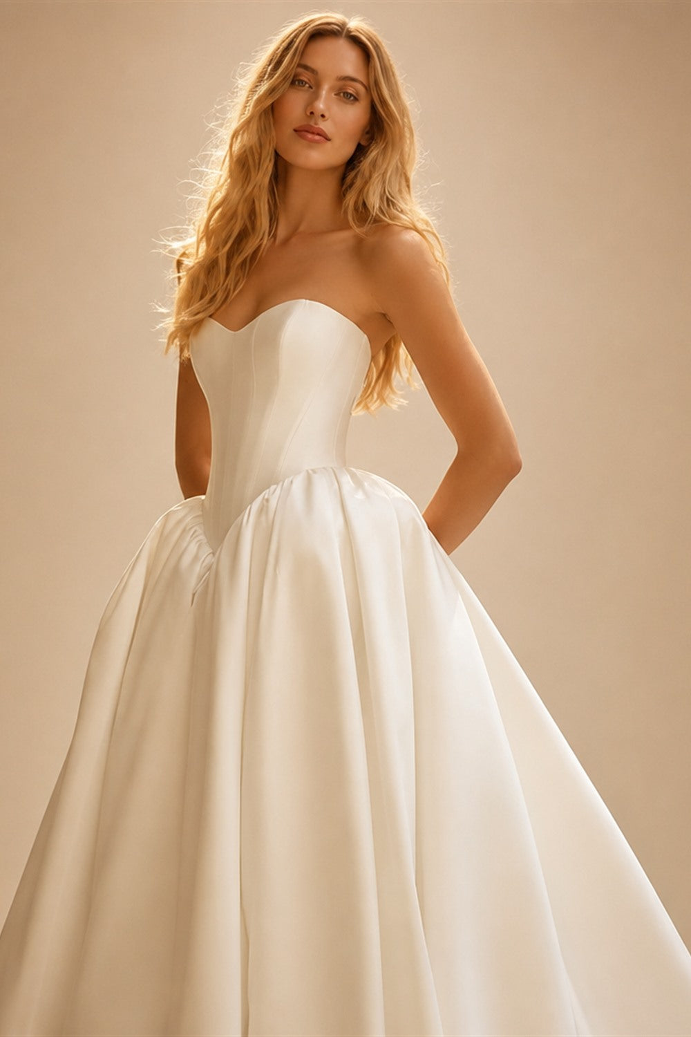Eightree Boho White A-Line Wedding Dresses Sweetheart Sleeveless Backless Wedding Gown Women Satin Bridal Prom Dress Customized