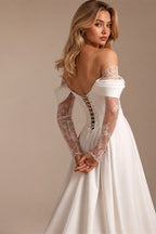 Customized Strapless Corset Designs 3/4 Lace Sleeve Wedding Dress A-Line Front Split Lace Up Bridal Gowns Vestidos De Novia