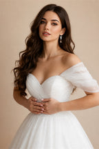 HERBURN Trendy Pleated Wedding Dresses New Arrival Appliques A-line Lace up Sleeveless Robe De Soiree De Mariage Customized